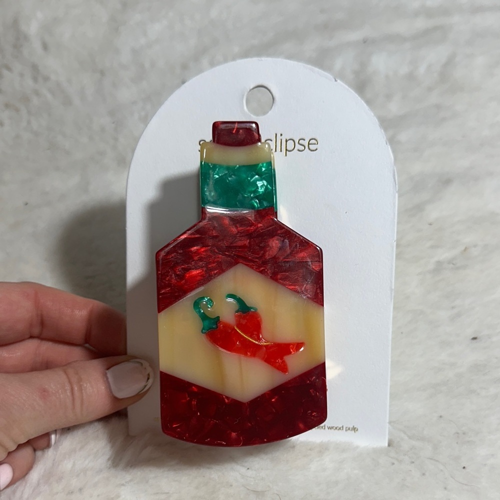 Anthropologie Tabasco hot pepper hair claw clip